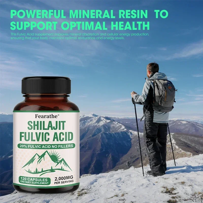 Fearathe Himalaya Original Shilajit Capsules, Rich in 20:1 Natural Fulvic Acid and 85+ Trace Minerals, Gluten Free Supplement