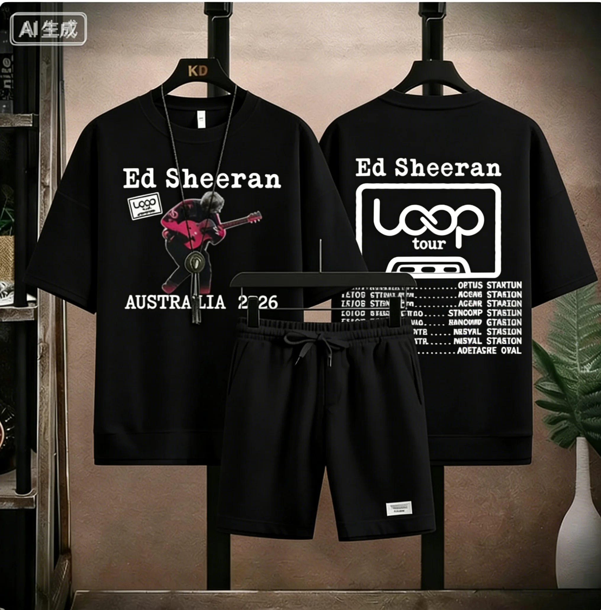 

Ed Sheeran Australia 2026 Tour Merchandise Set - Short Sleeve - Fan Gift - Men's/Women's - Summer Hip Hop 2-Piece Set