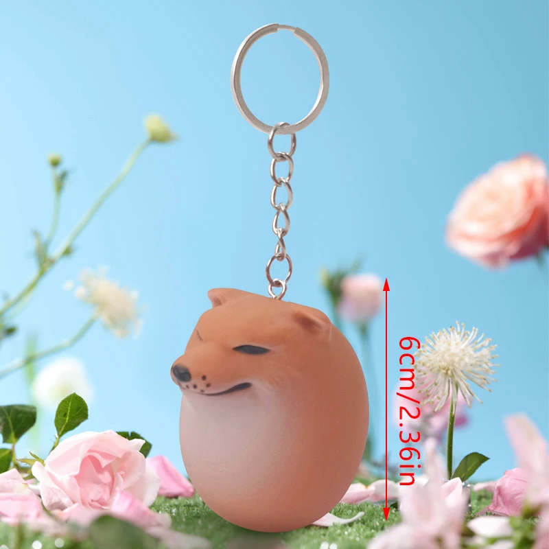 Shiba Inu Realistic Egg Shape Keychain Pvc Desk Decor Dog & Egg Union Decorations For Home Offices Bag Pendant Car Key Pendant