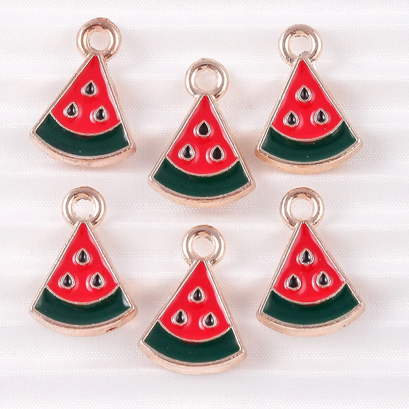 10 Stück 11x16mm Niedliche Mini-Emaille-Frucht-Wassermelonen-Anhänger für Schmuckherstellung, Ohrringe, Halsketten, Armbänder, DIY-Bastelarbeiten, Geschenke – Detail 5