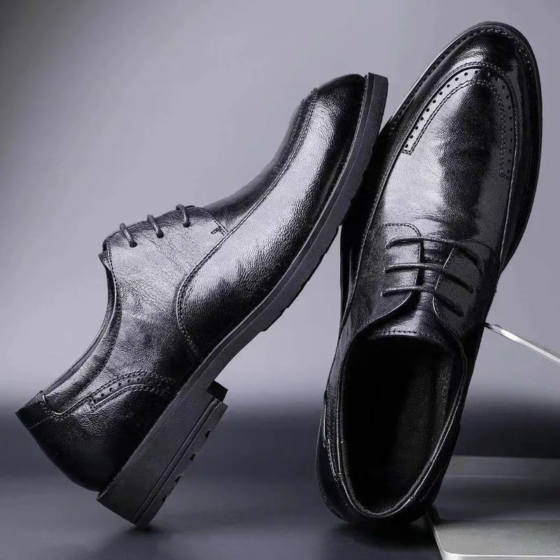 

Men Leather Shoes Leather Business Dress Men British Groom Wedding Shoes Casual