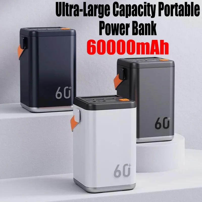 

New 60000mAh High-capacity PowerBank W/Digital Display Outdoor MobilePower 18WPD Fast Charge Energy Storage Phone Backup Battery