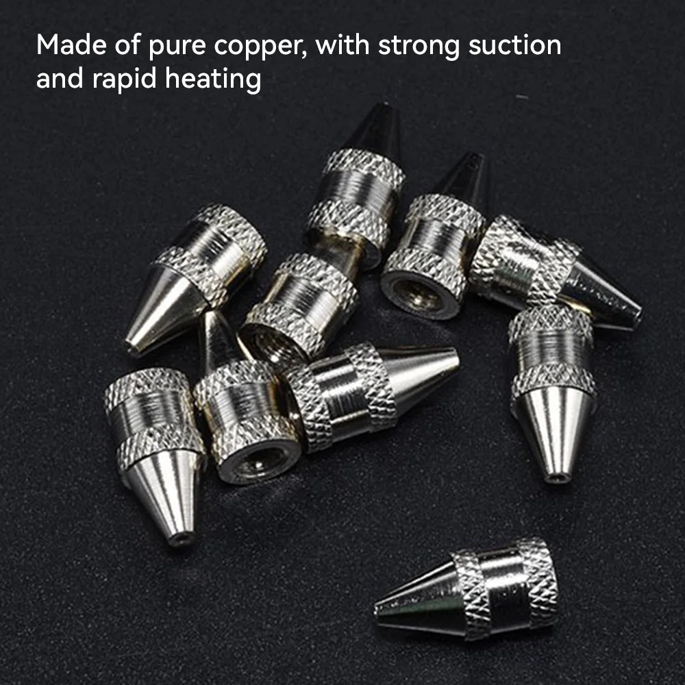 Puntas de hierro de boquilla de 1mm y 2mm, punta de soldadura de Metal para succión de soldadura eléctrica al vacío/bomba desoldadora, 10 unids/set