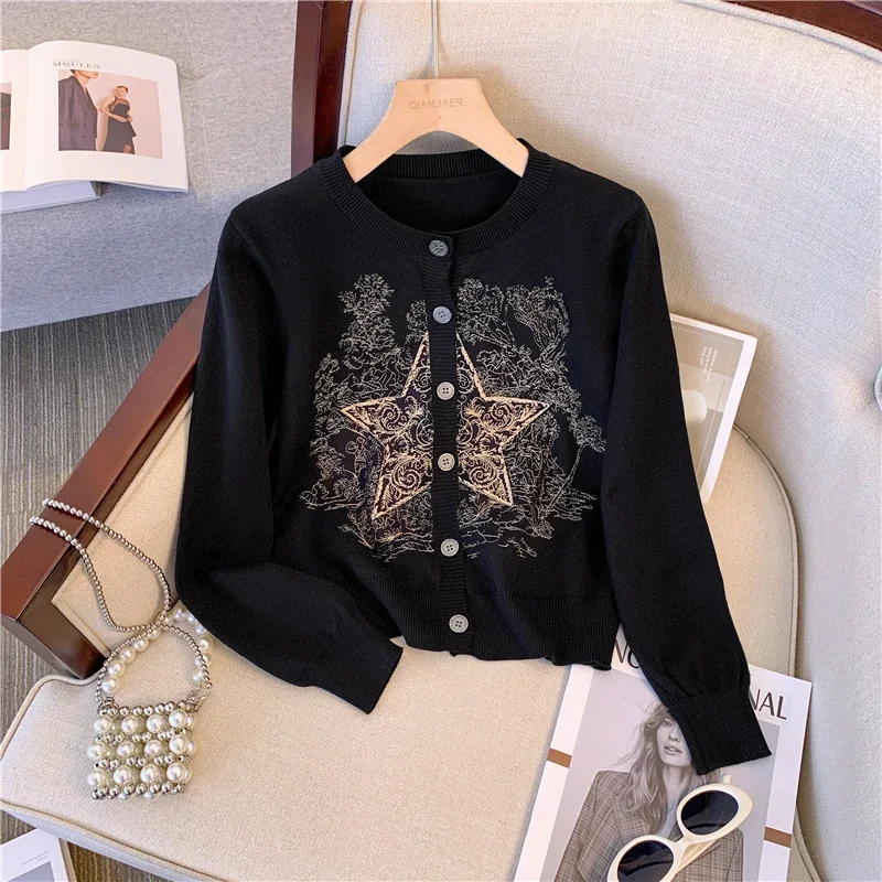 Knitted Sweater Pullovers Women Autumn Winter High Street Embroidery Long Sleeve Vintage Fashion Tops 2022 Women Sweaters Mujer