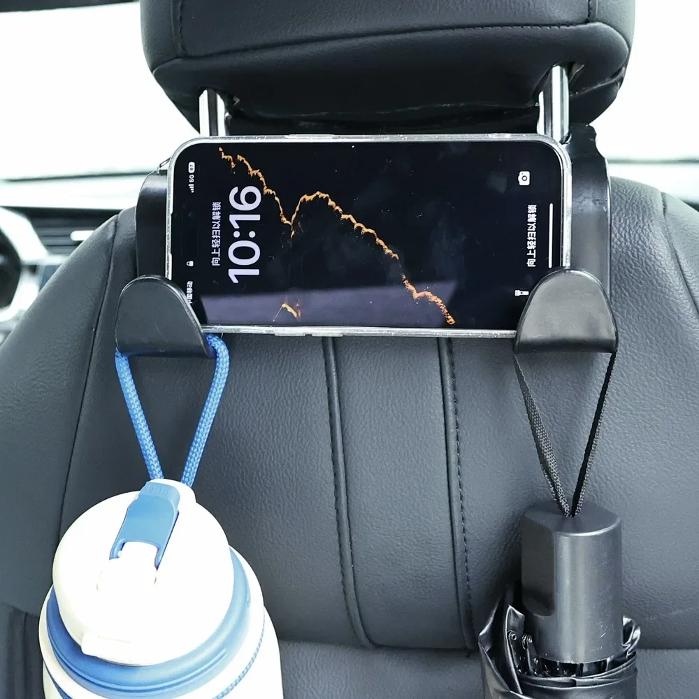 Spring Clip Car Headrest Hook Thickened Hidden Multifunctional Seat Back Handbag Phone Holder Seat Front Row Anti Slip Hanger