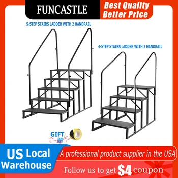 Gradini per camper Scale per camper a 4/5 gradini 660LBS con 2 corrimano Scale per casa mobile in acciaio Rimorchio Camper Vasca da esterno Scale per carichi pesanti