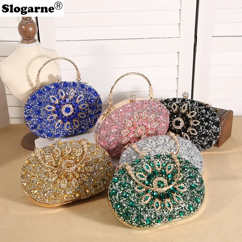 

Women New Evening Bags Sunflower Diamond Dinner Bag Fashion Banquet Ladies Handbag Dress Evening Bag Colorful Crystal Clutches