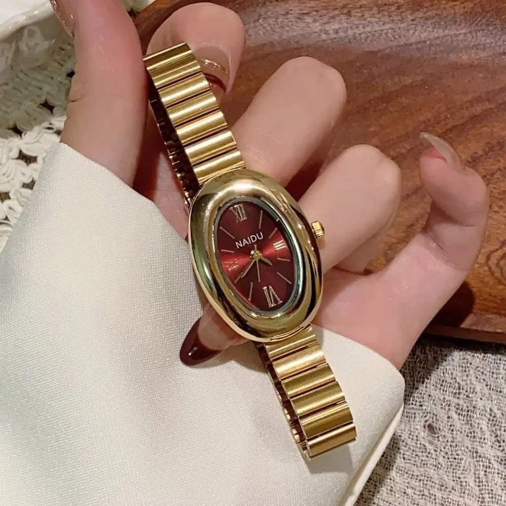 

Овальные женские часы с ремешком из нержавеющей стали, красивые кварцевые наручные часы для женщин, минималистичные часы с ремешком для девушек и студенток