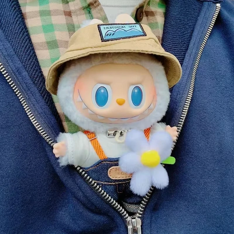 High Quality The Monsters Fall In Wild Spring Wild At Home Plush Vinyl Doll Backpack Pendant Decoration Keychain Denim Labubu image 3