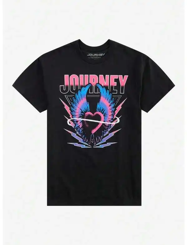 Journey Winged Heart T-Shirt, Shirt Cotton Graphic Tees,Street WearLong Lasting Print Tee