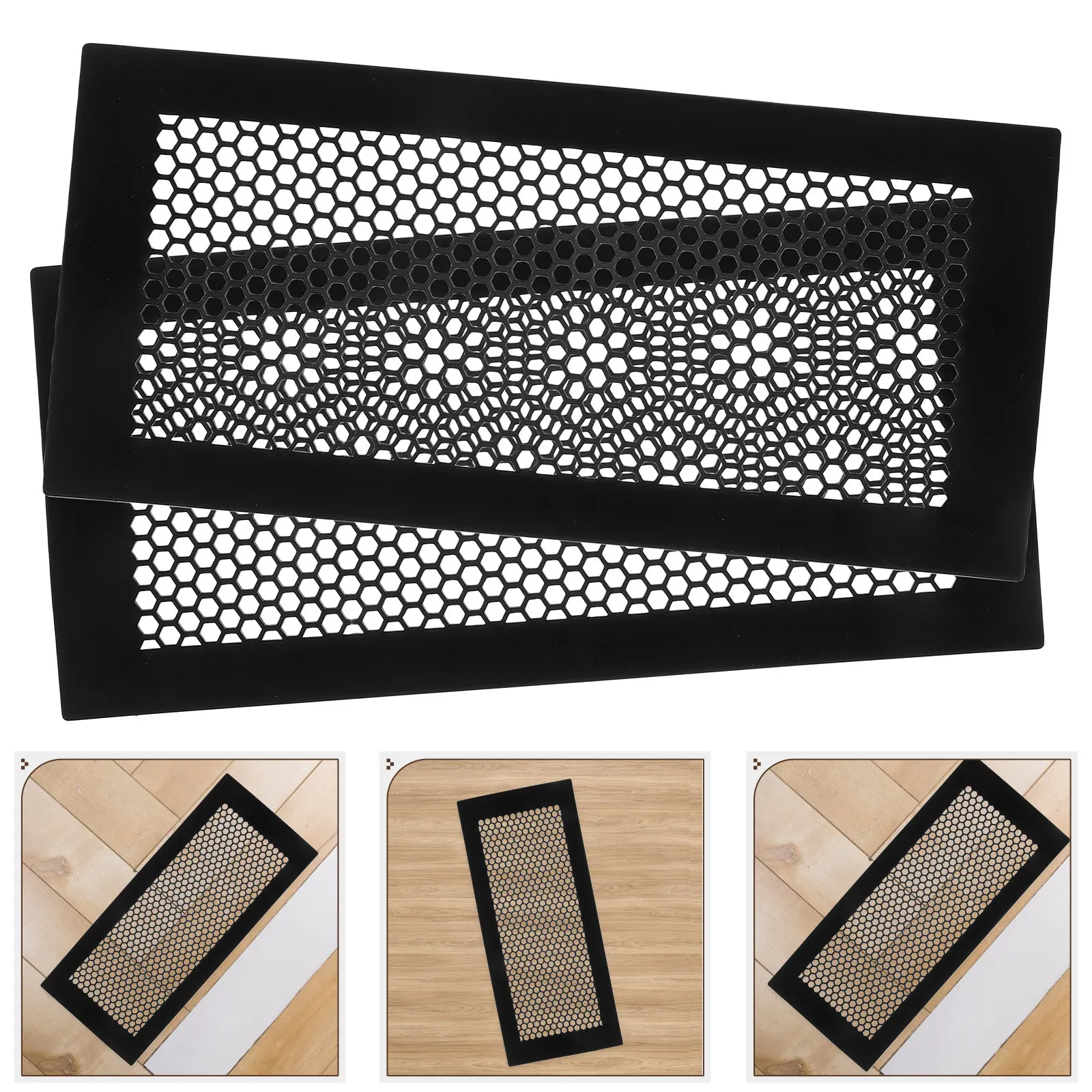 

2Pcs Floor Vent Cover Flush Mount Silicone Honeycomb Mesh Non Slip Airflow Deflector Heating Cooling Register 4x10 for Home Rv