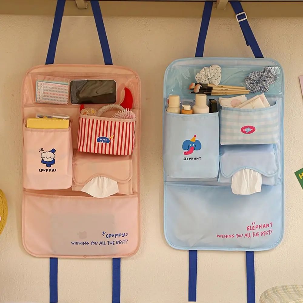 حقيبة تخزين مقعد السيارة متعددة الجيوب بسعة كبيرة وقابلة للطي ومنظم داخلي للسيارة بنمط كرتوني مع جيوب بإبزيم للمقعد الخلفي #1