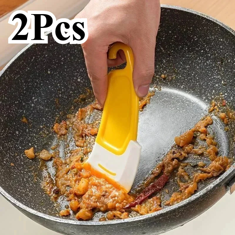 

2Pcs Cleaning Silicone Spatula Kitchen Scraper Soft Blade Scraper Brush Dirty Pan Pot Dishes Cleaner Tools Silicone Utensils