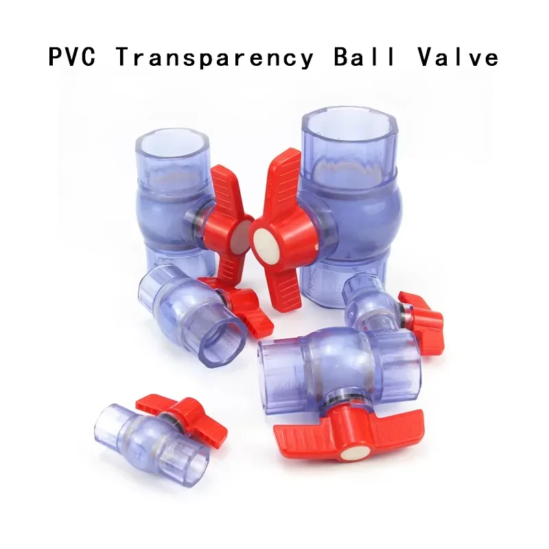 

20~63mm Blue Transparent UPVC Pipe Connectors Aquarium Fish Tank Drainage Pipe Quick Fittings Garden Irrigation Tube Joint Valv
