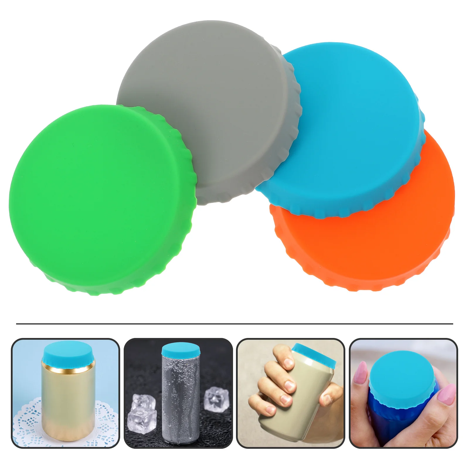 

4pcs Reusable Lids Silicone Beverage Can Covers Leak-Proof Sealing Protectors For Soda Energy Drink Can Caps Bar Kitchen Tool