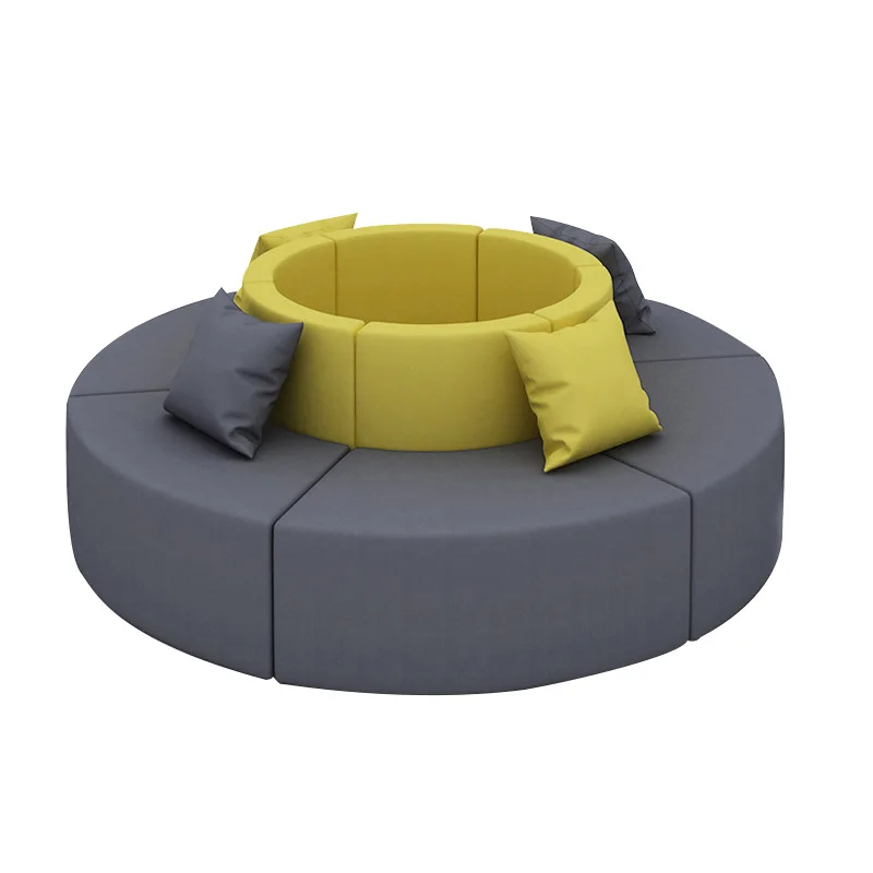 

Business reception and meeting area sofa, central office creative arc sofa combination stool