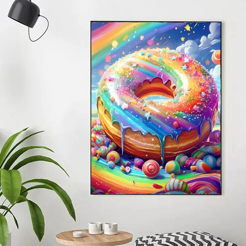 5D DIY Crystal Diamond Painting Cake Ice Cream Full Fairy Dust Drill Diamond Mosaic Embroidery Art Donut Rhinestones Home Decor