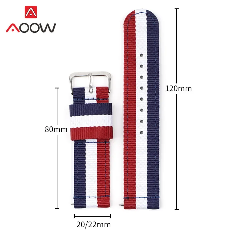 Nylon Strap 20mm 22mm Stainless Steel Buckle Quick Release Men Women Striped Flag Canvas Bracelet Watch Band Belt for dw