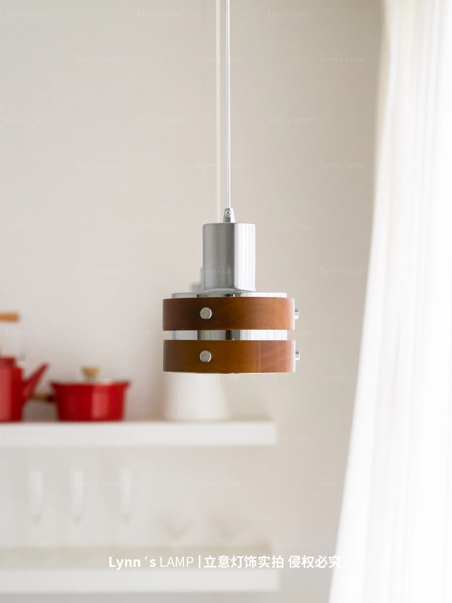 

Solid wood walnut color pendant light restaurant bar counter medieval Japanese style headboard foyer bedroom pendant light