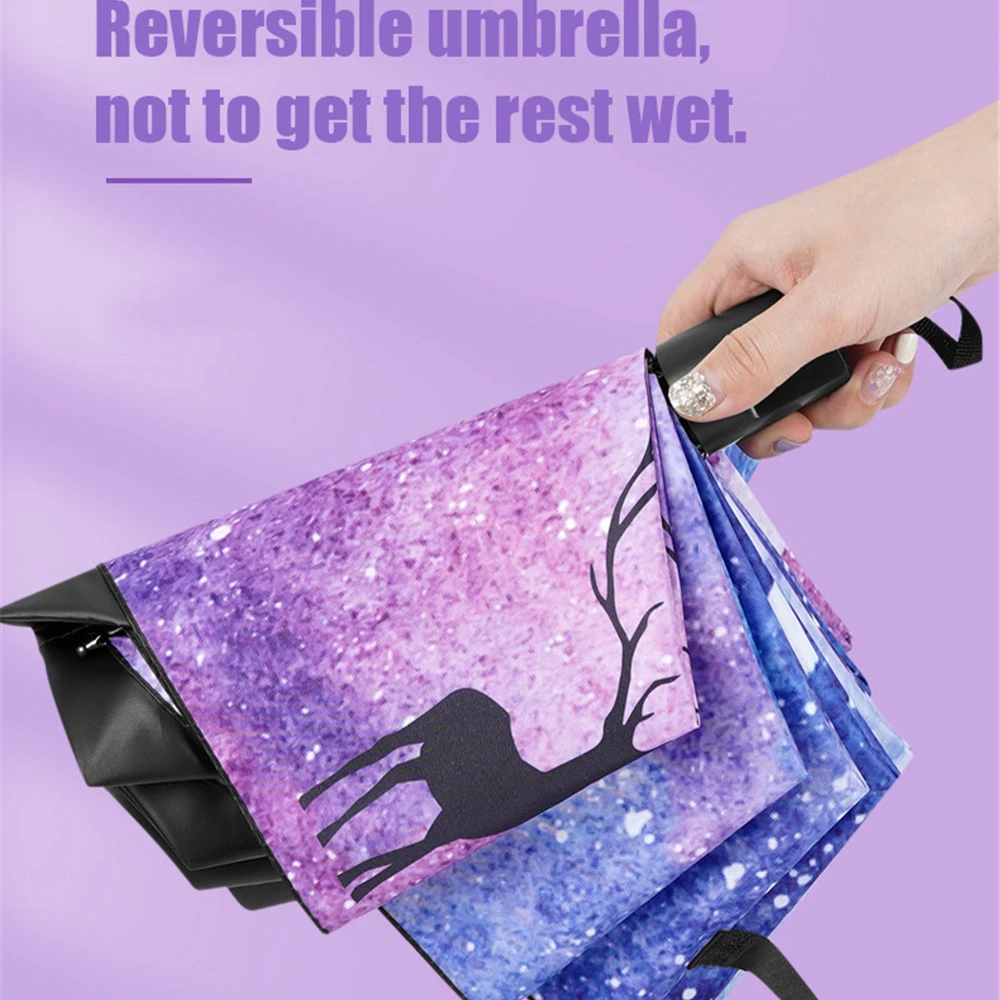 New Starry Sky Automatic Umbrella Vinyl UV Protection Umbrella 3 Folding 8 Bone Sun Shade Sunny and Rainy Dual Use Parasol