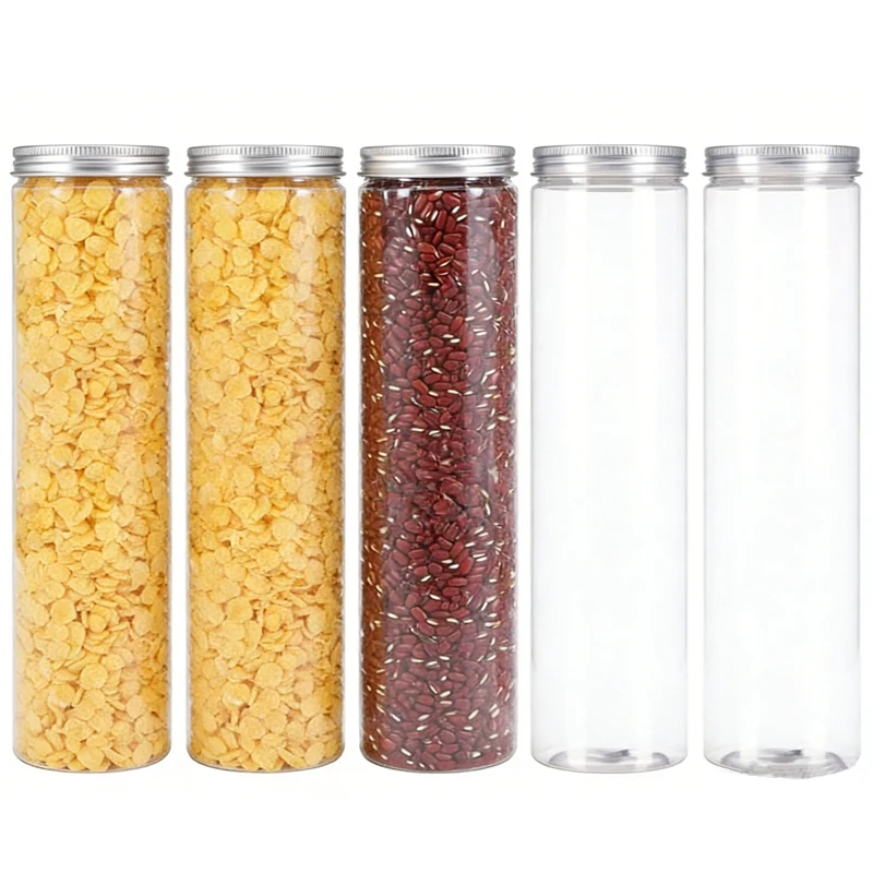 

10Pcs 100ml-420ml Empty Plastic Bottles W/ Aluminum Lids Travel Portable Storage Containers Reusable Clear Can For Candy Cooky