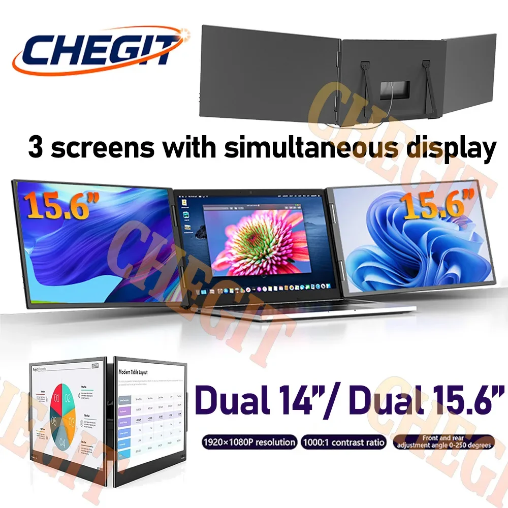 

NEW 15.6"14“ Dual Screen Monitor Portable IPS Panel Computer FHD 1080P 16:9 Type-C for Windows/Mac/Android/Switch/PS5