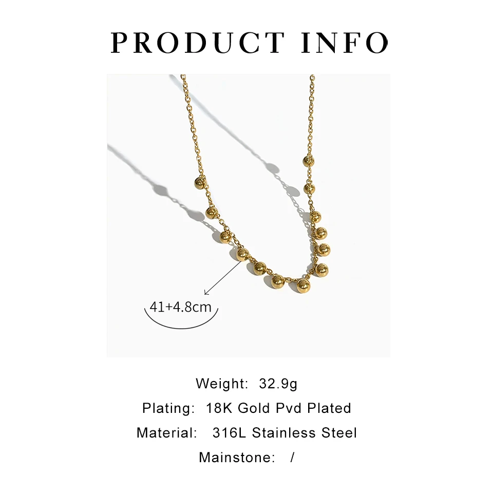Peri'sbox الفولاذ المقاوم للصدأ 18K الذهب Pvd مطلي متعددة الكرة المختنق قلادة للنساء 2023 جديد الشرير بنات مجوهرات الحرة تشويه #6