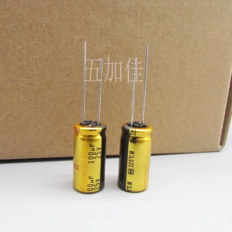 10-100pcs 25V100UF 100UF 25V 125 ℃ 10x20 High Temperature Resistant Original Japanese Gold Shell Electrolytic Capacitors