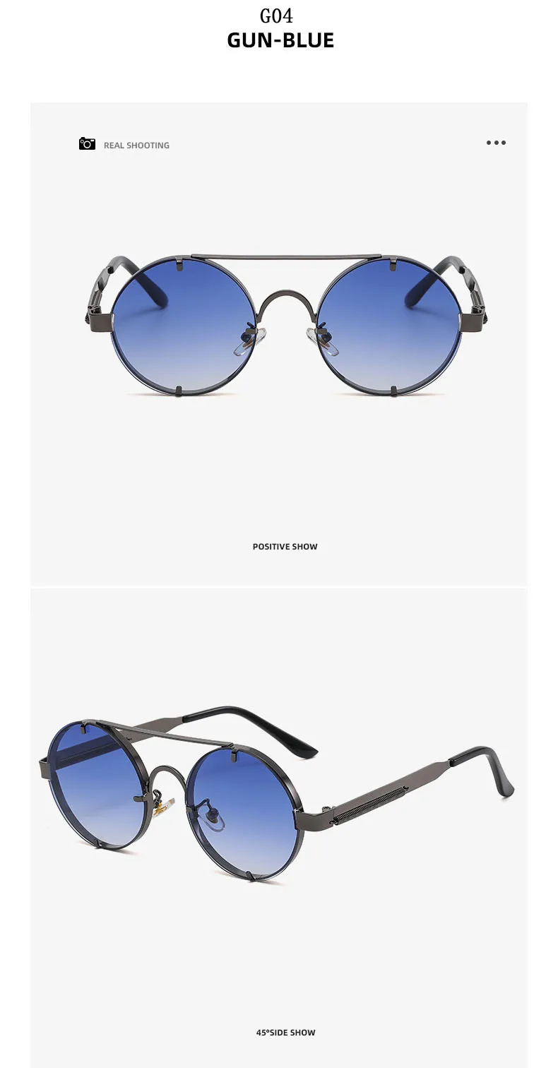 Runde Steampunk Sonnenbrille Für Männer Modische Punk Sonnenbrille Frauen Trendy Vintage Mode Gläser Retro Gafas De Sol Hombre – Detail 12