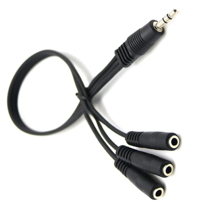  Straight Head DC3.5 Cord Male to Three Female Port 3.5mm for Headphone