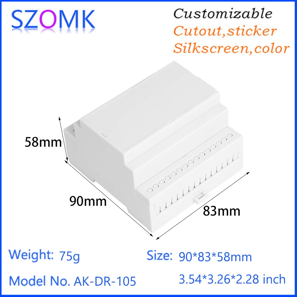 83.6x90.2x57.5mm Din Rail Terminal Blocks 15 Pins End Stopper Controller Centralized Housing Enclosure For Electronic Project