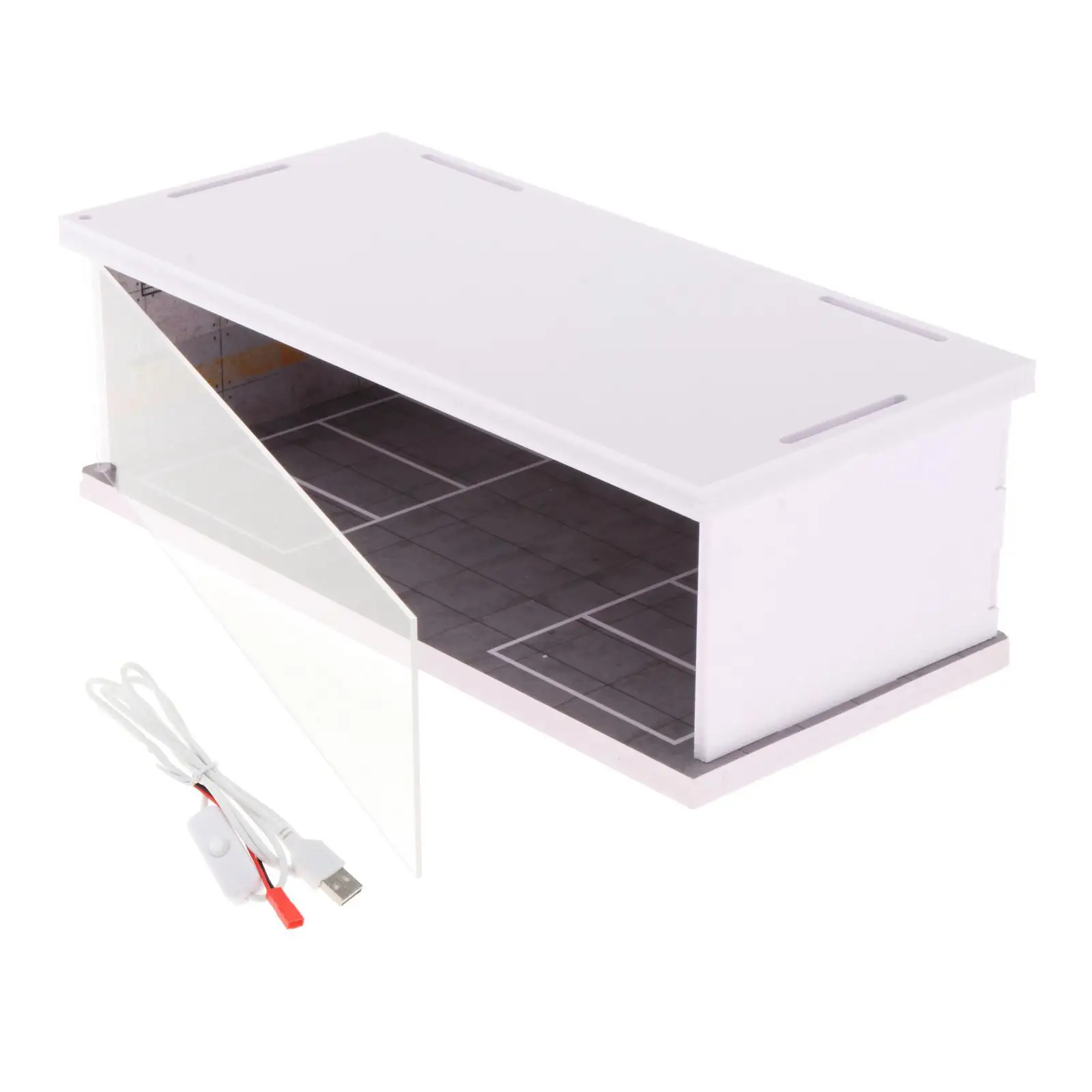 1:64 Parking Lot Container with LED Lights Dustproof PVC Acrylic Protection