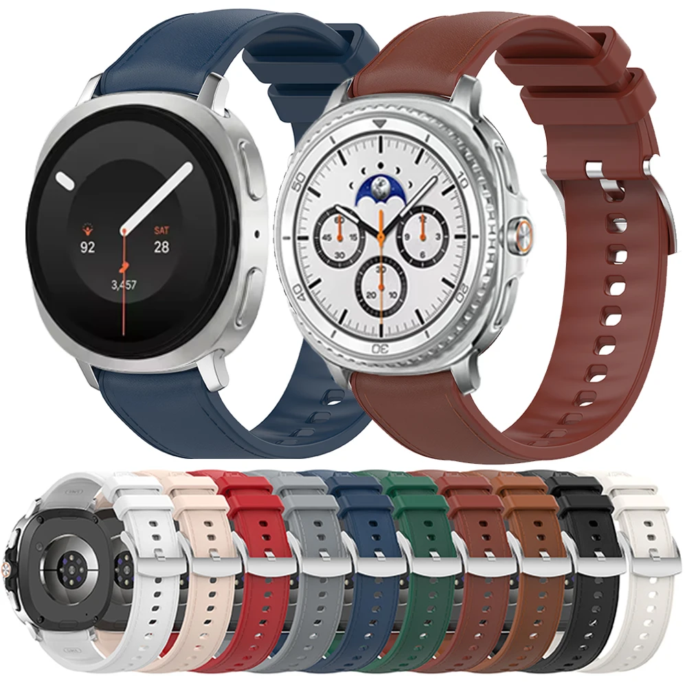Silicone + Leather Hybrid Band For Samsung Galaxy Watch 9/8 44mm 40mm Sports Strap For Galaxy 8 Classic 46mm Bracelet Watchband