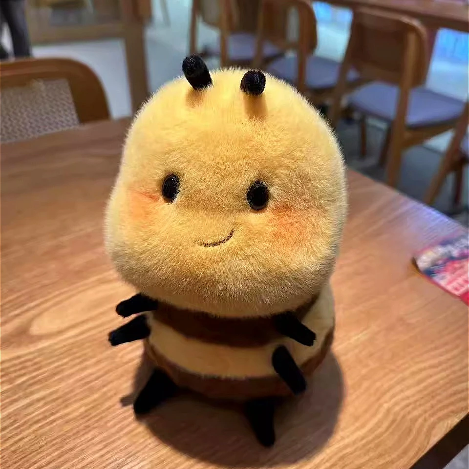 Super Cute Twisted Mouth Lips Ladybug Bee PLushie Stuffed 20CM Fat Ball Shape Bees Plush Toy Doll Toys for Kids Birthday Gift