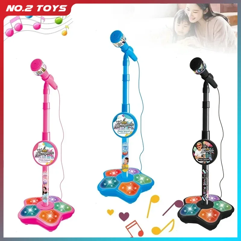 Kids Microphone with Stand Boys Girls Rocking-Roll Microphone Karaoke Song Music Instrument Toys Educational Toy Birthday Gift