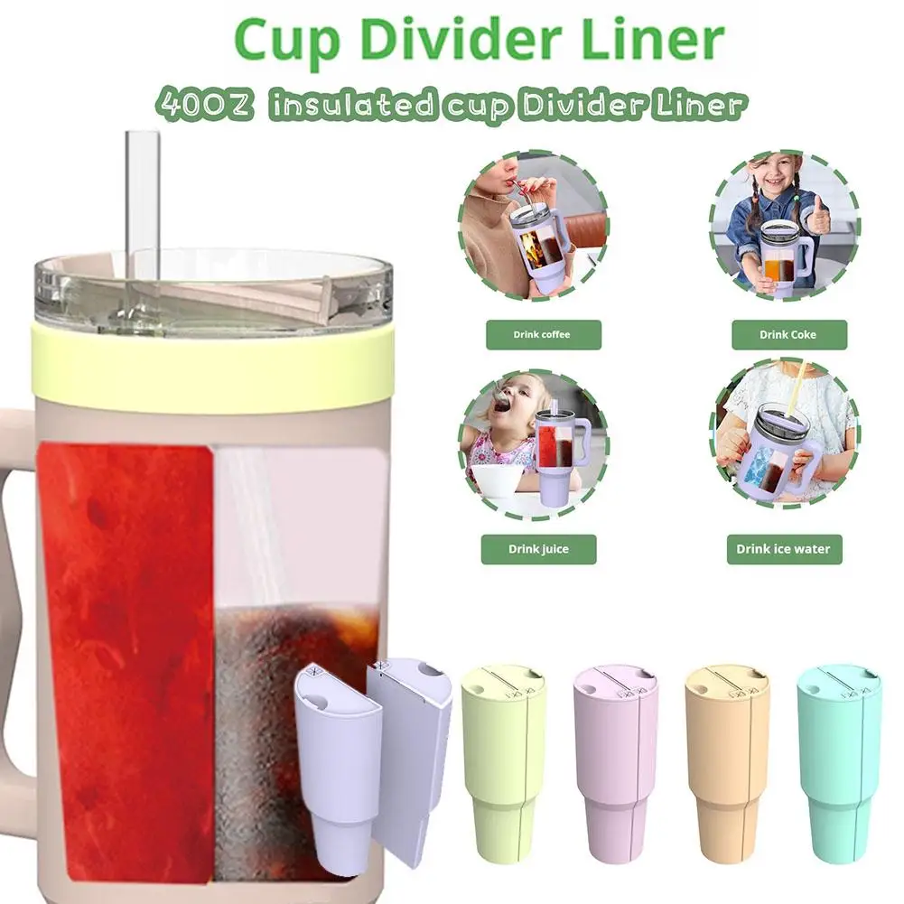 Silicone Water Cup Liner Double Drinking Compartment Water Cup Sleeve 40oz Double-Flavor Cup Special Water Bottle Accessories