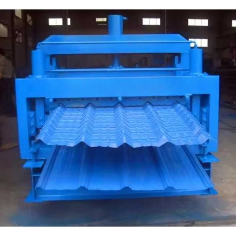 High Speed Corrugated and Glazed Tiles Double Layers  Steel Roofing  Sheet Panel Tile Making Roll Forming Machine