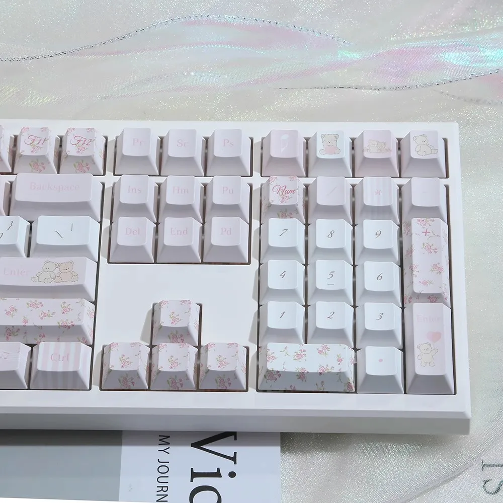 

Bear Flower Cambodia Keycap Retro Black Powder Keycap Original Height PBT Material Customized Mechanical Keyboard Keycap