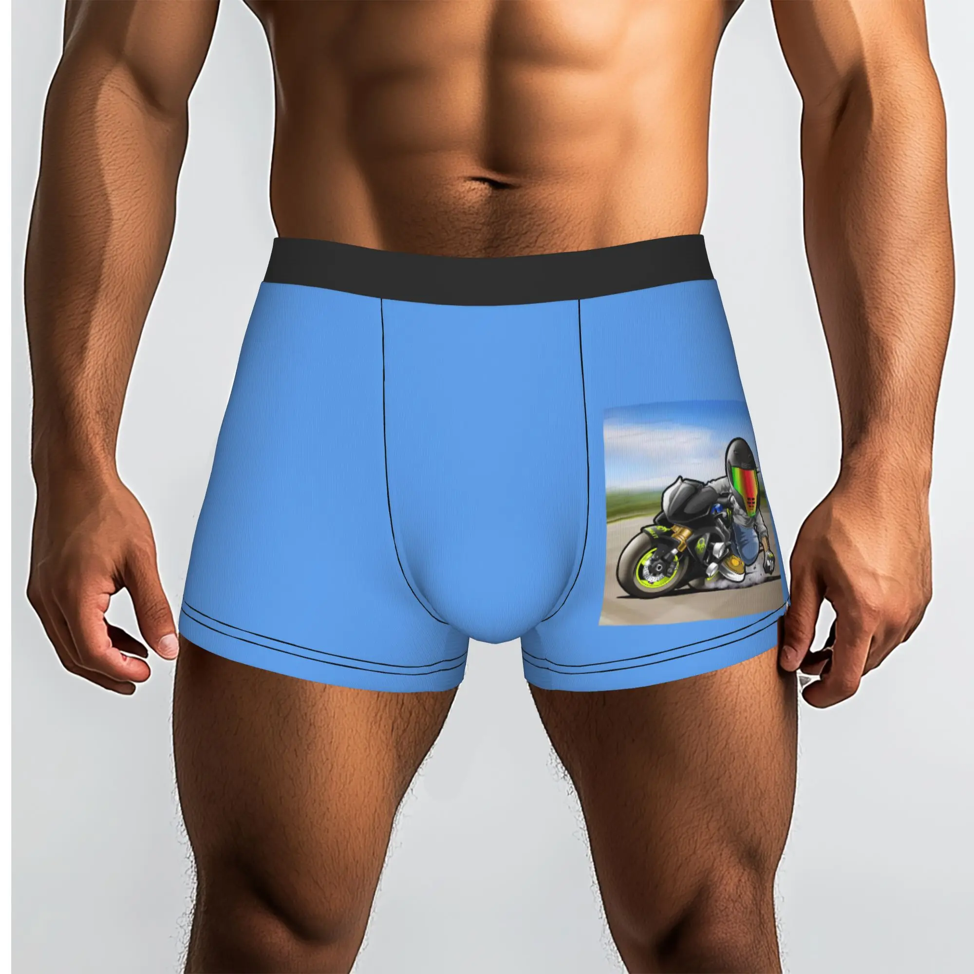 Custom Fashion Speed Stunt Sport Motorcycle Pattern Boxers Shorts Panties Male Stretch Cartoon Mobile Bicycle Briefs Underwear