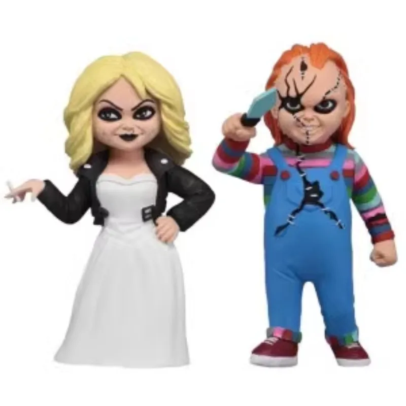 Stock NECA Cartoon Horror Series Chucky and Tiffany Action Figure 2 Set Cartoon Version Toy Collection for Halloween Gifts