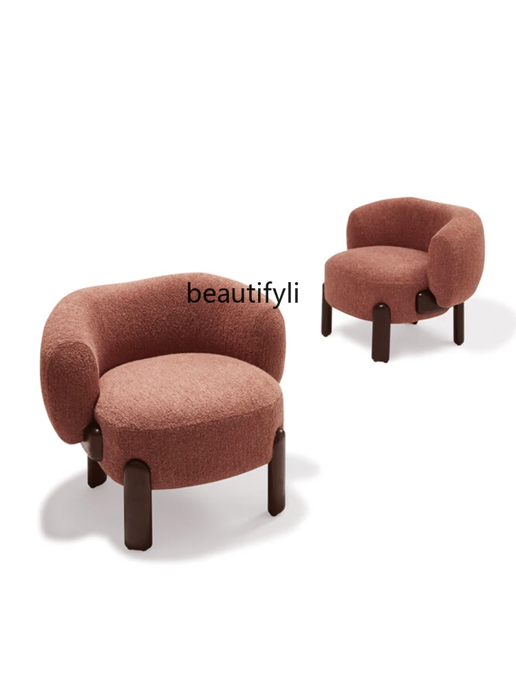 CXH Single-Seat Sofa Chair Solid Wood Quiet Wind Creative Living Room Wingback Chair Leisure Balcony Recliner