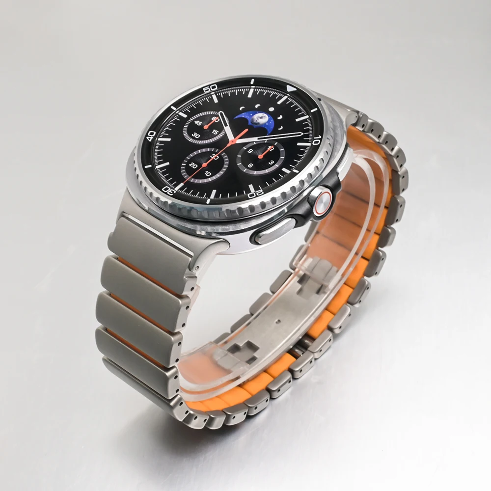 

Titanium Band for Samsung Galaxy Watch 8 Classic 46mm 8 40mm 44mm Soft Rubber Metal Strap for Galaxy Watch Ultra 2025 47mm 2024