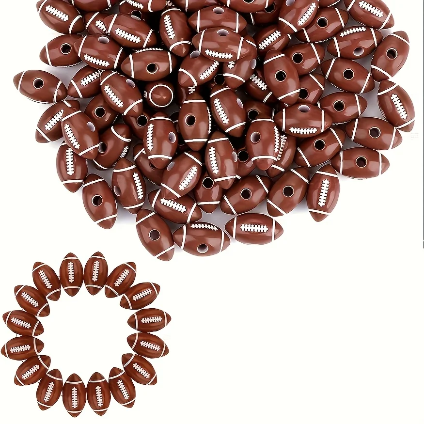 55pcs, Acrylic Sports Style Baseball Beads Can Be Used as Decorative Sports Bracelets for DIY Bracelet Necklaces