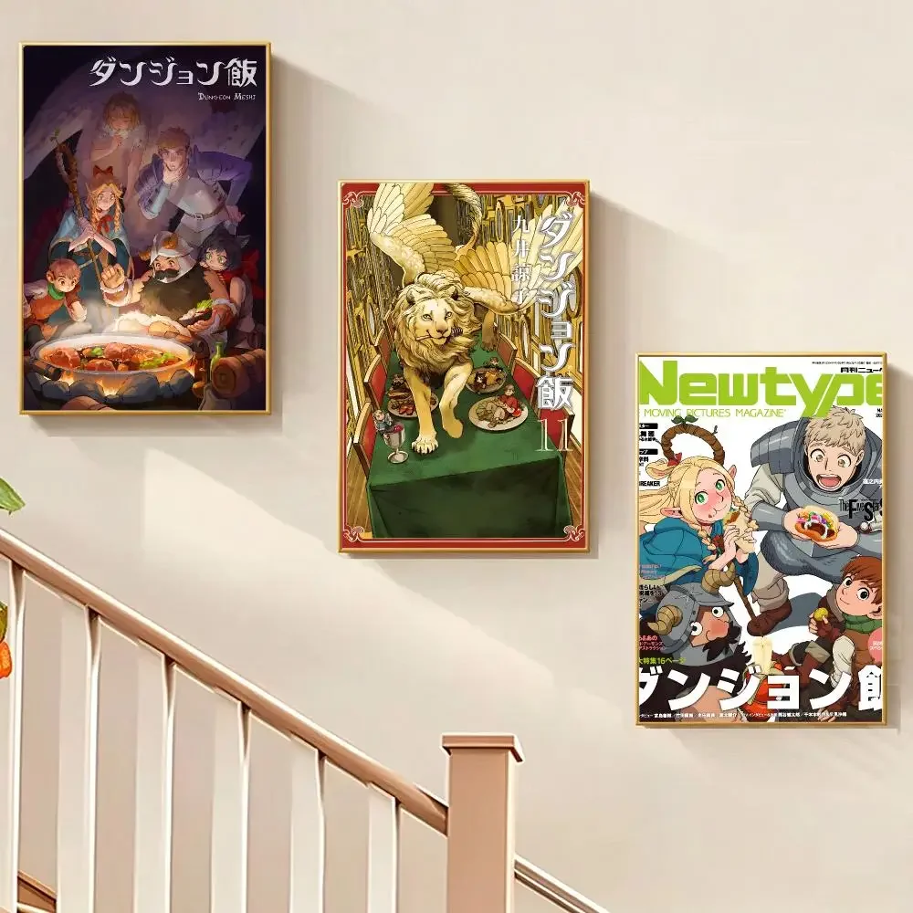 Anime Modern Delicious in Dungeon Poster HD Waterproof PP Wall Art, Self Adhesive Home Decor for Bedroom and Living Room