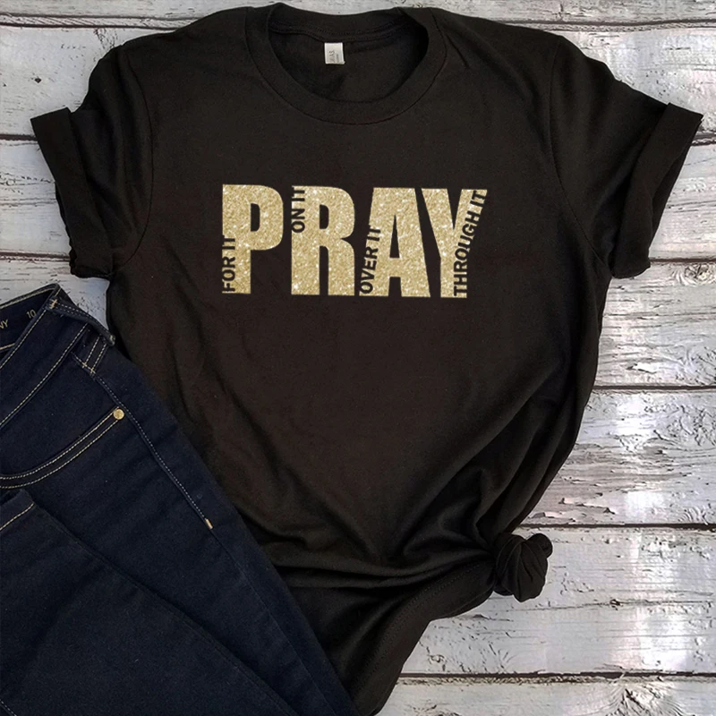 Pray Shirt Christian Tops Pray T-Shirt Pray Cute Graphic T Shirts Religious Vintage Clothes Gift for Mom Tops