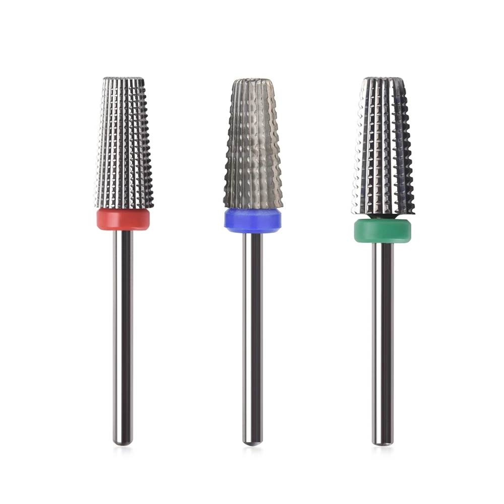 Tapered Carbide Nail Drill Bits With Cut 5 IN 1 Tungsten Milling Cutter Manicure Remove Gel Nail Art Tools for Left Right Hand