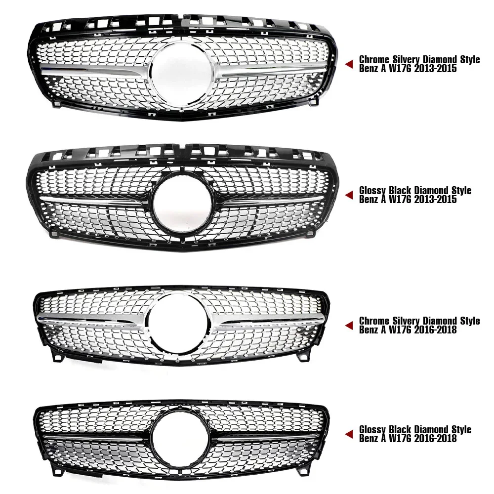 Diamond GT Front Inlet Grille Bumper Grill Hood Mesh Facelift Tuning For Mercedes W176 Benz A A200 A180 A260 A45 2013-2018 Refit