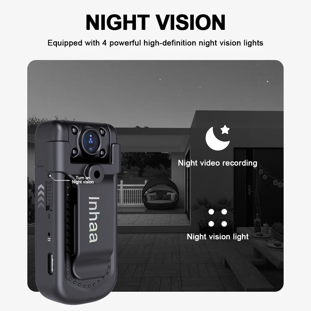 Lnhaa MD36 HD 1080P Kamera Tubuh Kamera Mini Kamera Mikro Deteksi Gerakan Snapshot Perekam Loop Camcorder