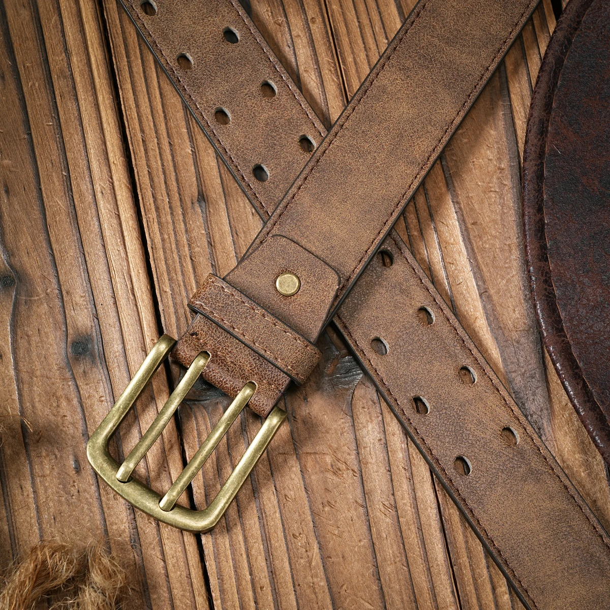 Vintage-Gürtel aus PU-Leder mit Legierungsschnalle, Unisex für Männer und Frauen, um ein personalisiertes Modeaccessoire im Western-Stil zu schaffen – Detail 2
