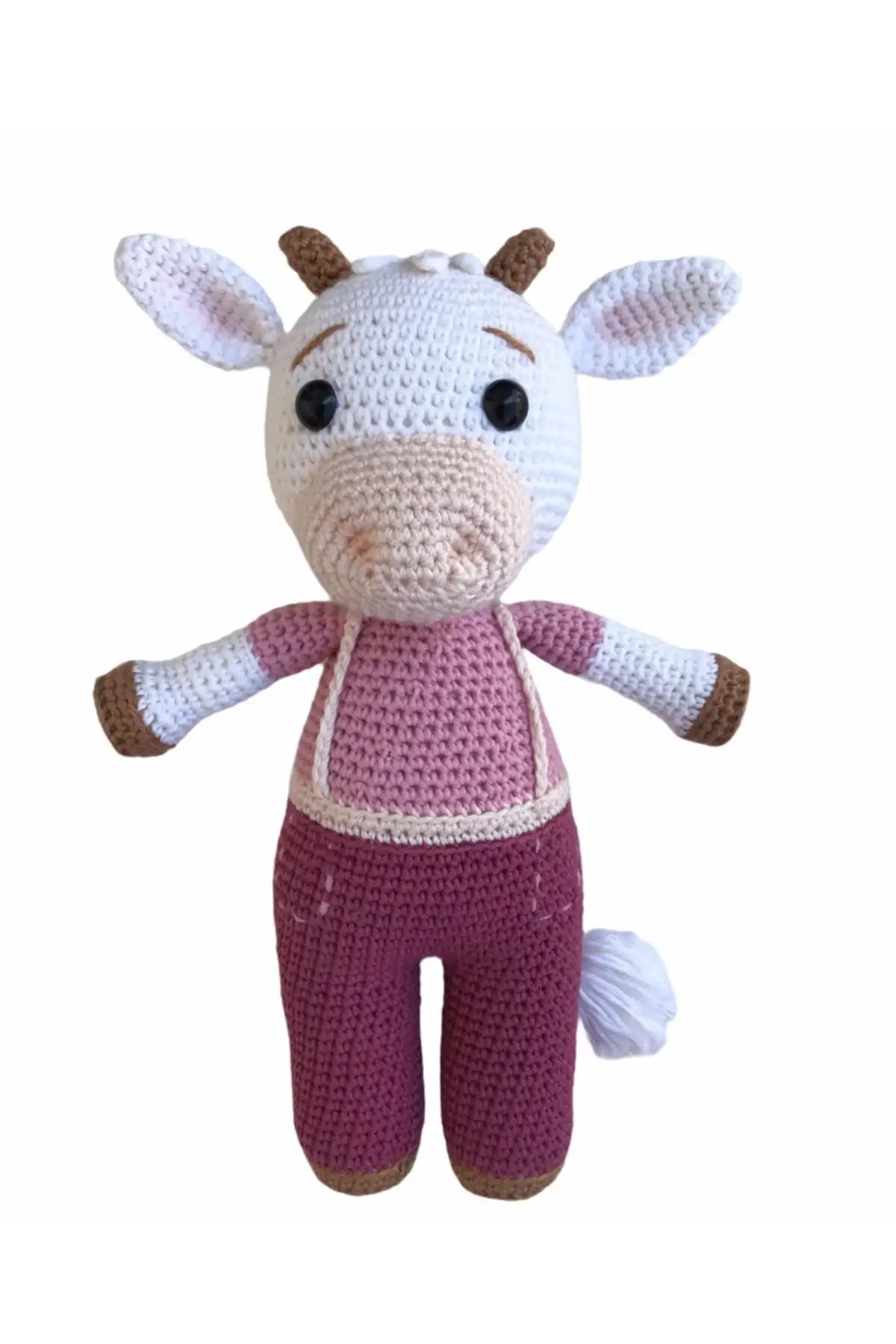 Cute Cow Amigurumi Organic Toy Mesh Baby, About 27 Cm Beads fiber dolguludur. Size is About 27 cm.